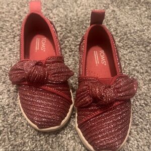 TOMS Kids Sparkly Red Slippers